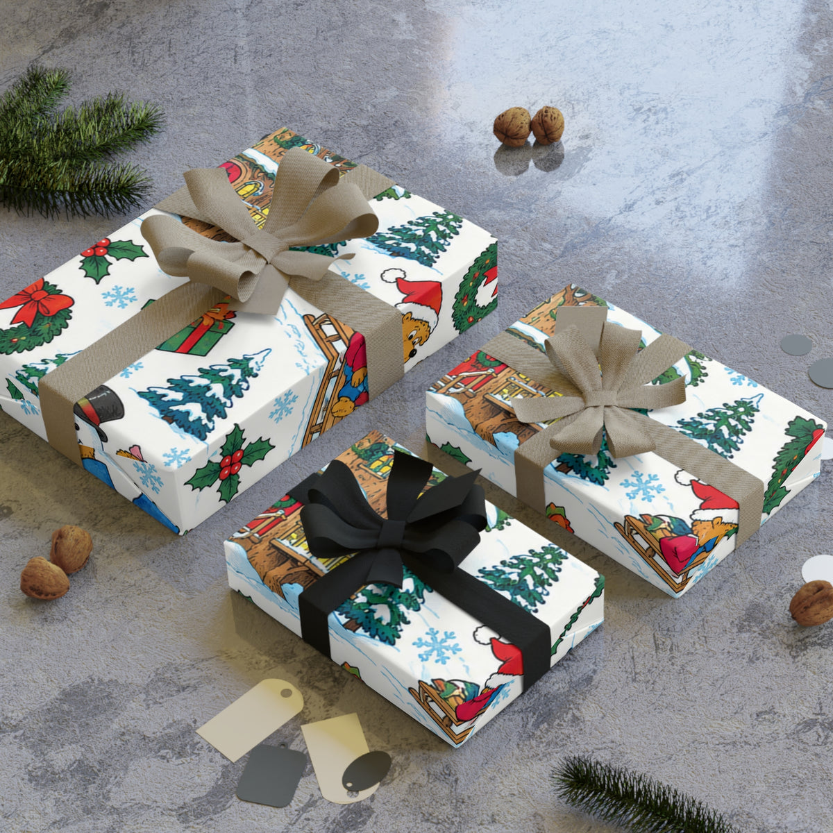 Christmas Gift Wrapping Paper Roll – Santa, Presents & Festive Holiday Pattern