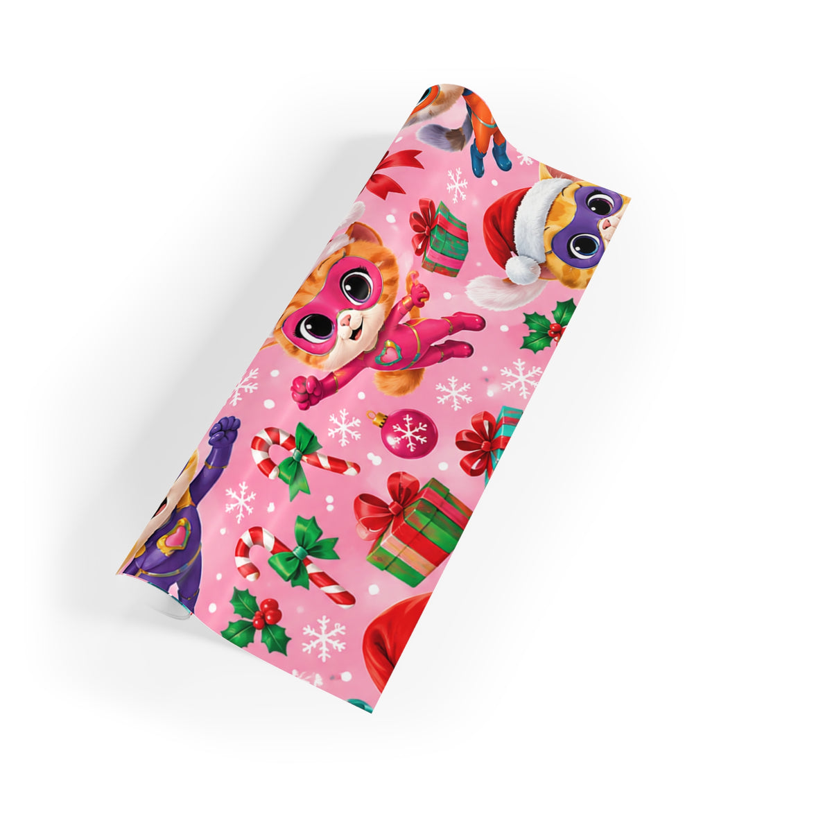 Christmas Gift Wrapping Paper Roll with Festive Cute Animals