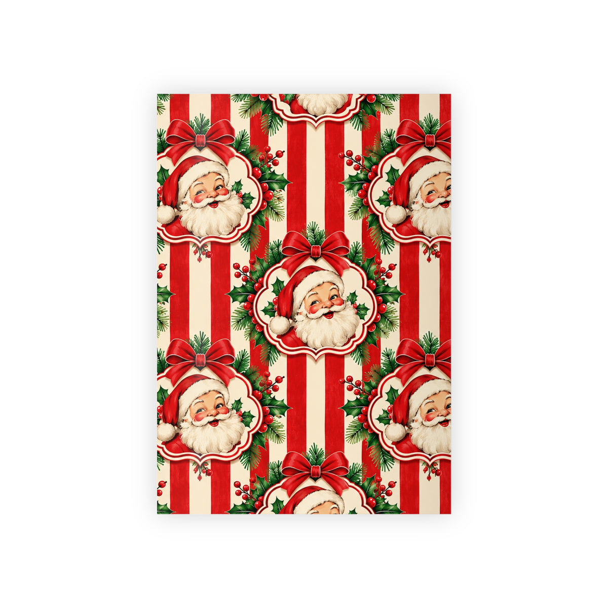 Christmas Wrapping Paper Roll with Vintage Santa Claus Pattern