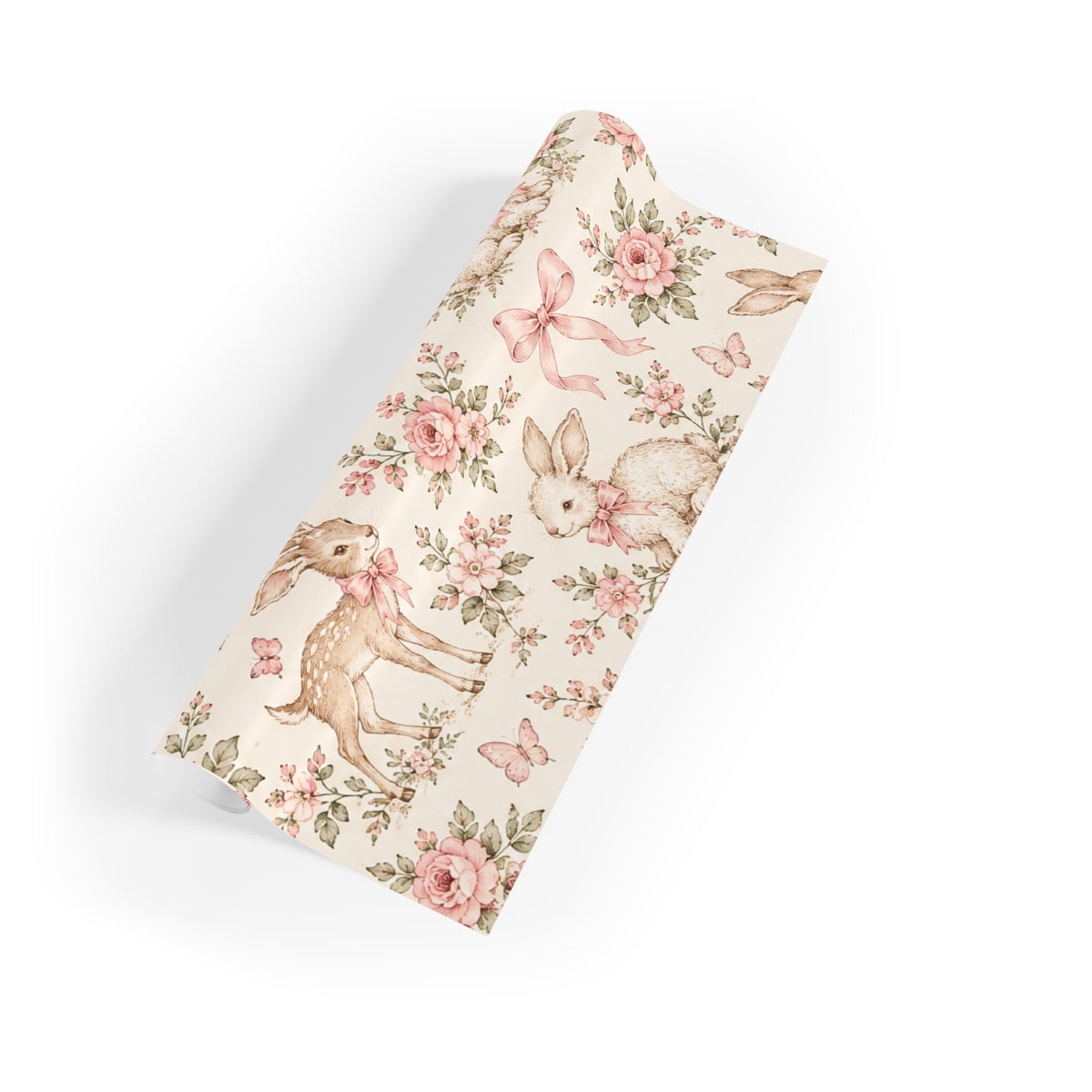 Vintage Bunny & Floral Gift Wrapping Paper Roll