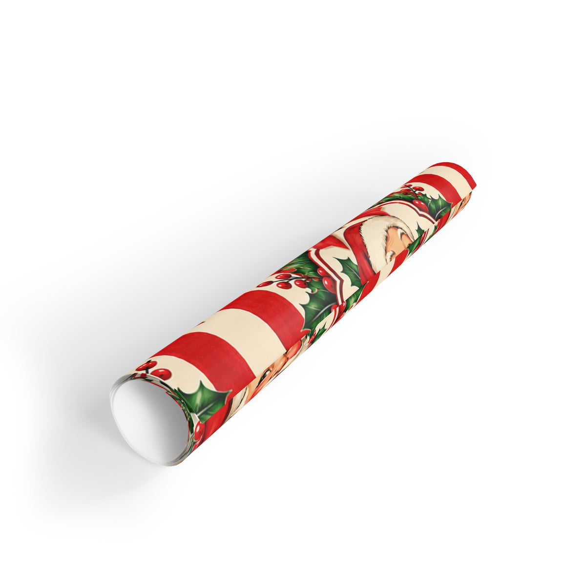 Christmas Wrapping Paper Roll with Vintage Santa Claus Pattern