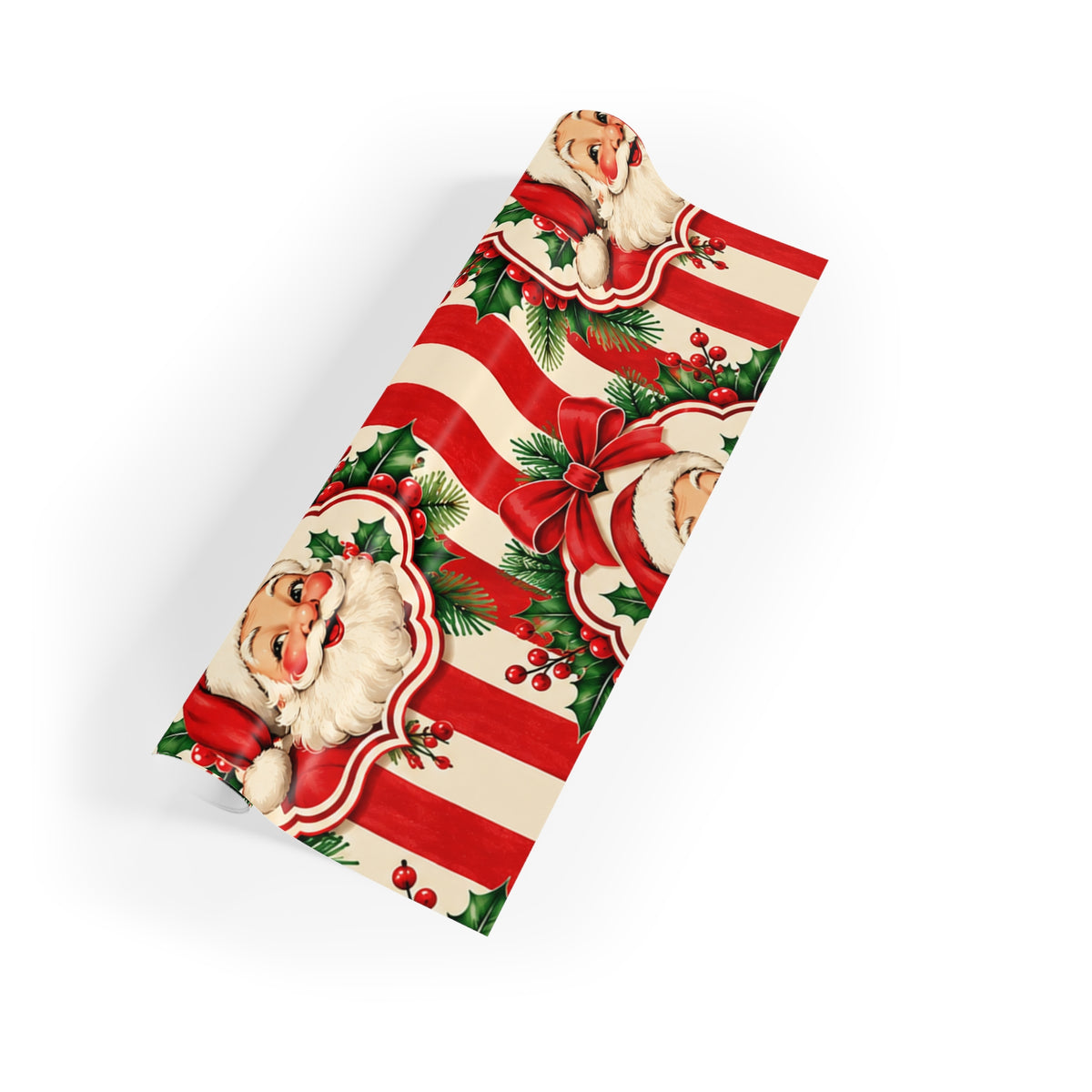 Christmas Wrapping Paper Roll with Vintage Santa Claus Pattern